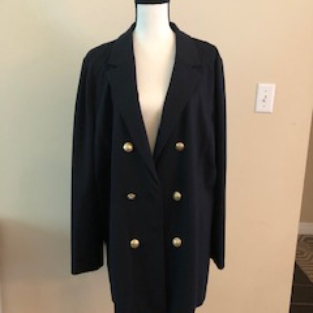 Lane Bryant Double Breasted Blazer Jacket Ponte Navy Blue NWOT
